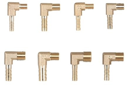 M5 M6 M8 M10 Metrico Maschio x 4 5 6 8 10 mm Gomito Portagomma 90 gradi Raccordo for tubo in ottone Connettore Casa Giardino Acqua Gas Olio(M8x1.25 To 8mm)