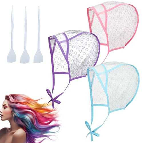 TIESOME 3 stycken höjdpunkter, slingluva, justerbar hårfärgning, markering, keps med plastkrok, hårhöjdpunkter, salong, frisörkeps för personlig och exakt markering