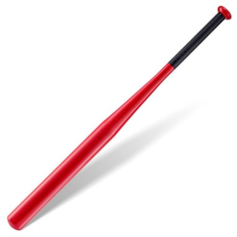 Trintion Baseballschläger Stahl – 82cm Schlagstock mit Rutschfestem Griff für Sport, Freizeit & Sicherheit, Robust & Langlebig für Erwachsene & Jugendliche (Legierter Stahl 1030g, Rot)