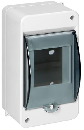 Miratic Centralino a Parete Cassetta Elettrica da Muro con Morsetto N+PE Vetro Fumé Quadro Elettrico Interno Bianco IP40 Uso Interno Cantina Garage 1 Fila (3 moduli)