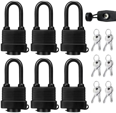 6 styck väderbeständiga hänglås, 40 mm hänglås med nyckel, hänglås för utomhusbruk för garage, låda, skjul, lagerenhet, staket
