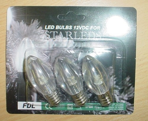 FDL 3 Warm White LED E12 Screw in Tulip Bulbs -12V Indoor/Outdoor Use (S91)