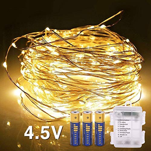 suddus Fairy Lights Battery Operated with Remote, 33ft 100 LED Dimmable Twinkle Lights with Timer, Waterproof Copper Wire String Lights for Bedroom, Christmas, Tree, Indoor Outdoor Decor (Warm White)
