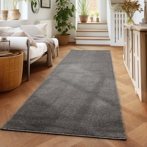 Einfarbiger Teppich Wohnzimmer Läufer Flur Grau Schlafzimmer Küchenteppich Waschbar Kurzflor Esszimmer Extra Weich & Soft, Größe: 80 x 150 cm