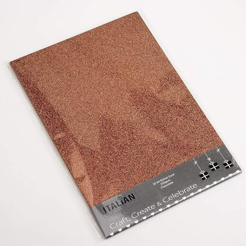 Italian Options Lot de 10 feuilles de papier cartonné pailleté 250 g/m², format A4, marron chocolat