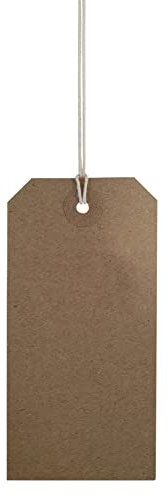Swift Strung Tags Brown Reinforced Card Clothing Parcel Label String Hanging Gift Swing Tickets Kraft Hang Price Labelling 120mm x 60mm (Pack of 100)