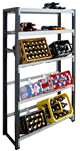 Vesalia Getränkeregal für 6 Kisten Plus Ablagen für Weinflaschen - für Wandmontage geeignet (Hauptregal)