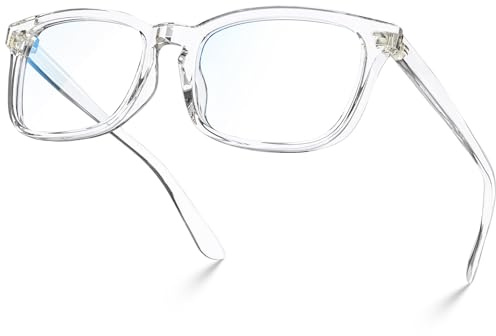 VISOONE Blue Light Blocking Gaming Glass Bluelight Glasses Square with Anti Computer Glare for Reading Women and Men, Clear, L