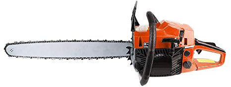 Tronçonneuse à essence avec moteur 2 temps, bois jardin démarrage rapide système antivibrant,2 chaînes (52cc 45cm)