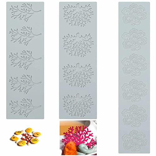 Stampo Silicone per Decorare Torte - Pizzo 3d Stampi Fondente Rami Frondosi Al Cioccolato Accessori Utensili Da Forno Pasticceria Goffratura Cupcake Candy (3 Pezzi, Modelli Assortiti)