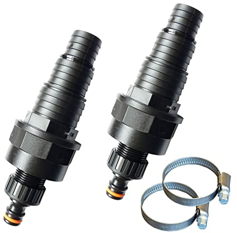 netSells - Auswahl Größe - Stabiler Schlauchadapter Schlauchverbinder für Gardena Stecksystem auf 25 32 38 mm Poolschlauch, Hier: 2 Stück Ø 25/32/38 mm inkl. Schlauchschelle