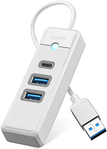 Hub USB C, ORICO 3 porte USB HUB 3.0 con 2 USB A, 1 tipo C per laptop con cavo da 0.15m, 5Gbps, Multi USB Adattatore compatibile con Mac OS 10.X e versioni successive, Linux, Android-Bianca