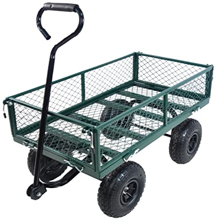 HJRTFLXC Garden Dump Cart - Large Capacity, Removable, Sturdy, Green, Outdoor Use