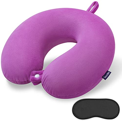 Gosider Purple Travel Pillow Comfortable Neck Pillow U Shape Memory Foam Support Neck and Head Portable Travel Neck Pillow Suitable for Airplane, Trains, Self-Driving Cars