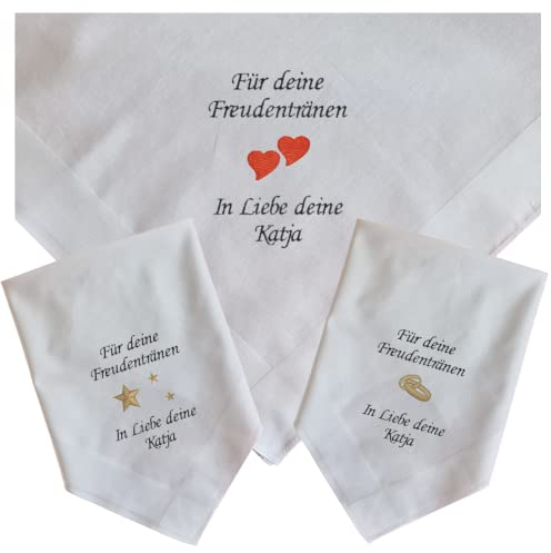 Bentini | Herren Taschentuch für Freudentränen | Gr. 43 x 43 cm | Personalisiert mit Motiv & eigenem Text (max. 10 Wörter) | Hochzeit | Stofftaschentuch