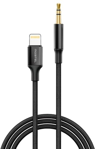 Mobitel Aux Cable for iPhone in Car 2M Nylon Braided 3.5mm Aux to iPhone Cable Adapter Compatible with iPhone 14 13 12 11 iPad Works with Car Stereo Speakers Headphones