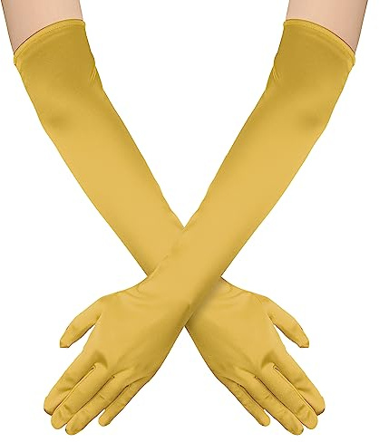 NQEUEPN Lange Damenhandschuhe, 52cm Lange Ellbogen Satinhandschuhe Opernhandschuhe Dehnbare 1920er Handschuhe Handpflege Feuchtigkeitshandschuhe für Frauen Mädchen Abendparty Tanz