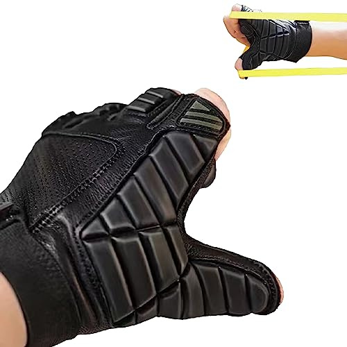 Guanto da tiro professionale senza cornice, accessorio per allenamento da caccia, materiale in pelle di capra, protezione delle mani superiore, fascia piatta per esterni (mano sinistra XXL (22-23 cm)