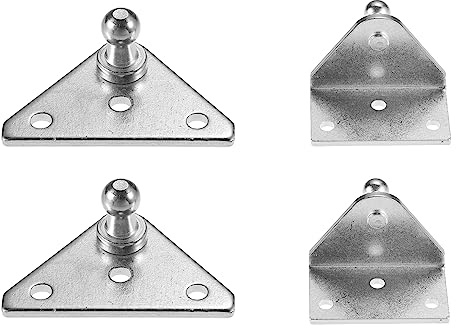 QUARKZMAN Kit 4 Pezzi Staffa Sfera Borchie Per Ammortizzatori Gas Argento | Pacchetto Include 2 Angolo E 2 Piatte. Foro 5mm, Perno 10mm. Facile Installazione. Universale Per Cofano.