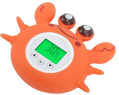 Krabben-Badethermometer, Cartoon, IPX7, Wasserdicht, ABS, Digitales Wassertemperatur-Thermometer für Kinder – 3 V CR2032 Knopfzelle 200 MAh