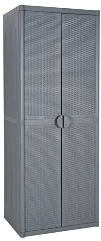 SECOLI Gartenschrank für den außenbereich Balkonschrank Gartenschrank Kunststoff besenschrank Spindschrank Außenschrank Haushaltsschrank mehrzweckschrank-Grau-65x45x172 cm