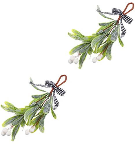 PRETYZOOM 2pcs Christmas Stem Artificial Pick Bright Leaves Outdoor Christmas Decorations Festive Home Hanging Garlands
