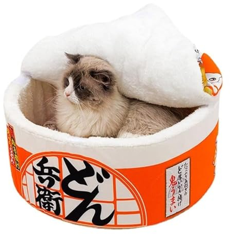 YPDOPORA Ramen Noodle Dog & Cat Bed, Creative Pet Nest Covered for Indoor Keep Warm And Comfortable, Detachable Soft Pet Bed Suitable for Small Cats And Dogs,B,M