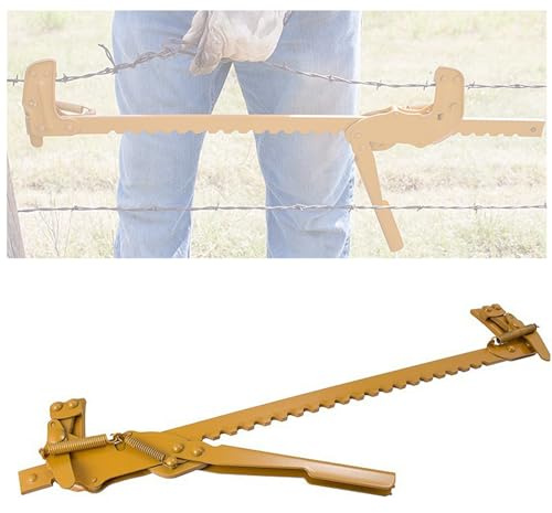 Zeetan Épissure de civière de clôture, Tendeur et épisseuse de clôture de Fil de Fer barbelé, Fil de clôture de Ferme de Grange à bétail Outils de Serrage,Jaune
