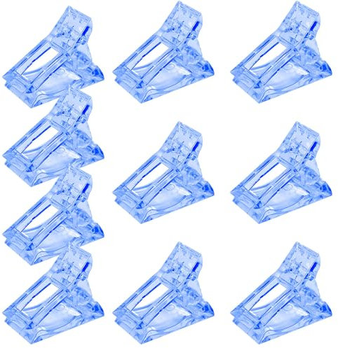 10 Pcs Pinces Ongles Transparentes, Pinces à Ongles en Gel, Clip à Ongles Cristal pour les Extensions d'Ongles et la Manucure (Bleu)