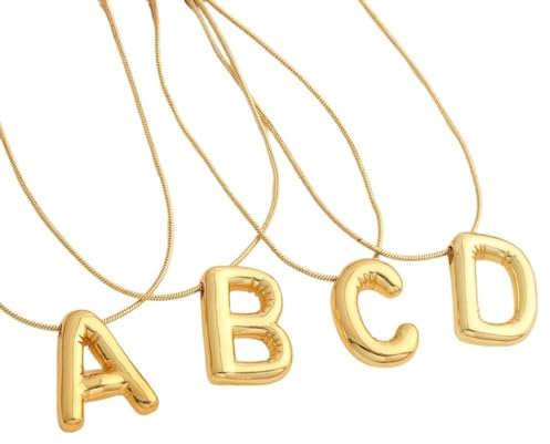 LODMLOER Chunky Bubble Initial Halsketten Für Frauen Az 26 Buchstaben Glänzende Ballon Buchstaben Halskette Stapelbare Hip Hop Initial Halskette Schmuck Für Frauen Mädchen,S
