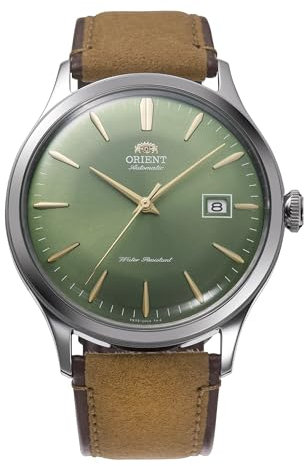 Orient Classic Bambino Automatik Armbanduhr für Herren in der Farbe Braun mit Armband aus Leder, Wasserdichtigkeit: 3 bar, Gehäusedurchmesser: 42 mm, RA-AC0P01E30B