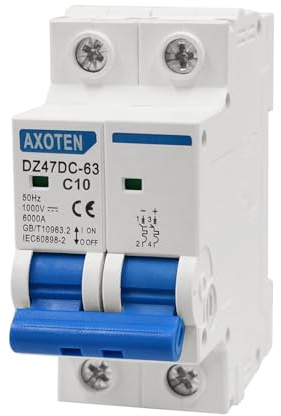 CHENGPI Disjoncteur DC 1000V 2P 10A,Interrupteur de Coupure DC pour batteries et Systèmes Solaires Photovoltaïques/Systèmes à Courant Continu,35mm Montage Sur Rail DIN