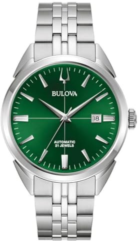 Bulova Sutton Automatic Armbanduhr für Herren in der Farbe Silber mit Armband aus Edelstahl, Wasserdichtigkeit: 3 bar, Gehäusedurchmesser: 41 mm, 96B424