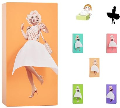 SENIURIS Schöne Taschentuchbox im Mädchen-Langer-Rock-Design, kreative Cartoon-Tuchbox-Hülle, Papierspender für Zuhause, Büro und Auto (Orange)