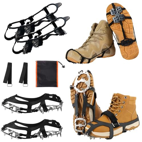 FairyPeach Schuhspikes Winter, Antirutsch Schuhspikes, Grödel Steigeisen Bergschuhe, Schuhkrallen Winterschuhe, Crampons Ice Cleats, Anti Slip Ice Claw, Ice Spikes Shoes, (L)