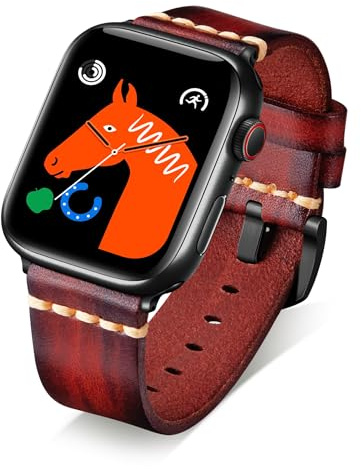 BINLUN Bracelet en Cuir Compatible avec Apple Watch 49 46 45 44 42 41 40 38 Band Rétro Compatible avec iWatch Séries 11 10 9 8 7 6 5 4 3 2 1 Ultra3 Ultra2 Ultra SE3 SE2 SE Homme Femme