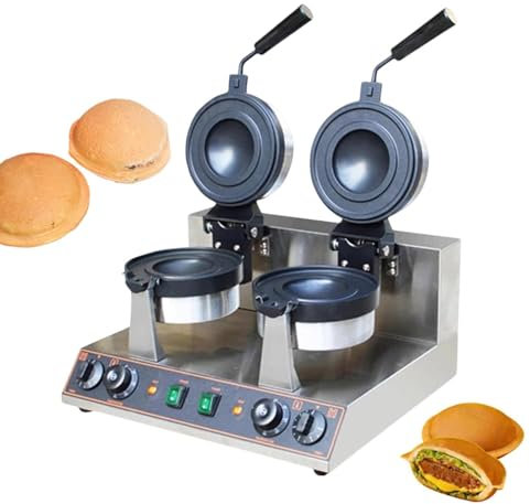 pealiritansemen Máquina para Hacer Gofres De Hamburguesas Comerciales, Máquina para Hacer Pasteles De Hamburguesa con Helado, Máquina para Hacer Gofres De Helado con Platillo Volador