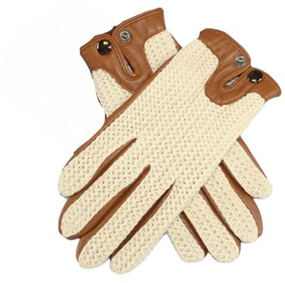Dvbfufv Herren-Lederhandschuhe, kurz, Outdoor, Fahren, Mode, Handschuhe für Frühling und Herbst, beige, 36