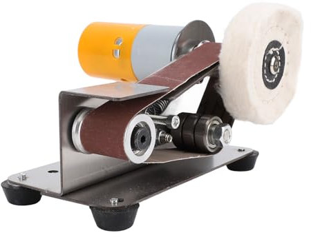 Mini levigatrice a nastro elettrico, regolabile Power Sanding Machine Cutter Edges Mini Bench Belt Grinder Kit 7 marce, multifunzione con disco per lucidatura per la lavorazione del legno