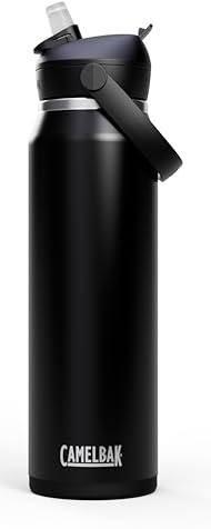 CamelBak Thrive Flip Straw VSS 32oz Bottle, Vacuum Insulated Stainless Steel, Keeps Drinks Ice Cold for Hours, Easy Flip and Sip Design, Streamlined Hydration, Color: Schwarz, Size: 950 ml