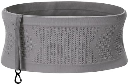 ESUOHYM Schlanker Nackter Laufgürtel, Geldgürtel für Reisen, versteckte, elastische Lauftasche, Hüfttasche, Bauchtasche für Wasserflasche, Handyhalter für Damen und Herren, GRAU, X-Large, Laufgürtel