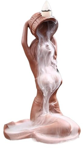 Brucia incenso a cascata - Brucia coni di incenso a riflusso, porta incenso a cascata | Bruciatore di incenso a di donna che fa il bagno, ornamento per aromaterapia, statua in resina per la deco