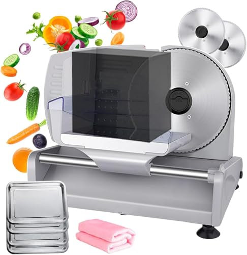 LLHTTDMBDFC Cortafiambres, Cortadora De Fiambre, Cortadora de Verduras, cortadora eléctrica de Queso y Comida Delicatessen, picadora de Carne Comercial de 200W