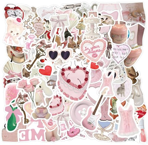 1 Set of 120 Sheets Cute Graffiti Pink Aesthetic Decoration Stickers Waterproof for Car Laptop Suitcase Skateboard Water Bottle Mobile Phone Guitar