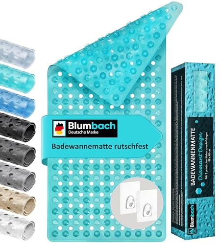 Blumbach® Badewannenmatte rutschfest 88x40cm - inkl. 2 Haken zum Trocknen