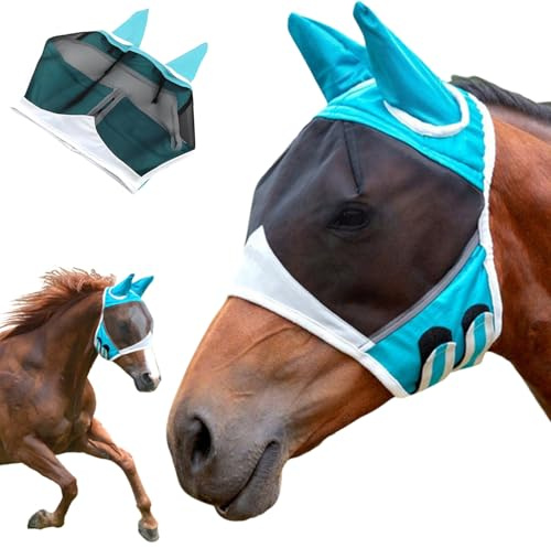 maschera per cavalli, Maschera da mosca del cavallo, Maschera anti mosche per cavallo UV, maschera per mosche Horse Fly Mask, Stretch Horse Fly Mask, per la Protezione Ottimale del Cavallo
