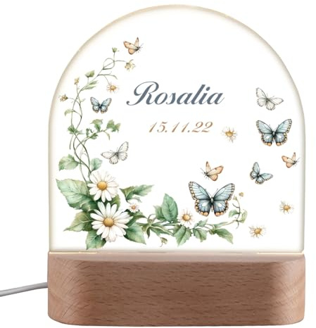 polar-effekt Nachtlicht mit sanfter LED-Beleuchtung für Mädchen - Geschenk zur Geburt & Taufe - Baby Nachttischlampe für Kinderzimmer - Mit Namen personalisiert