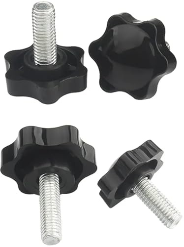JIHXYER Tornillo Moleteado Estrella de 4 Piezas, M8 x 30 mm 32 mm de Diámetro Estrella Tornillo, Tornillo Moleteado Estrella Mecánico Giratorio, Negro