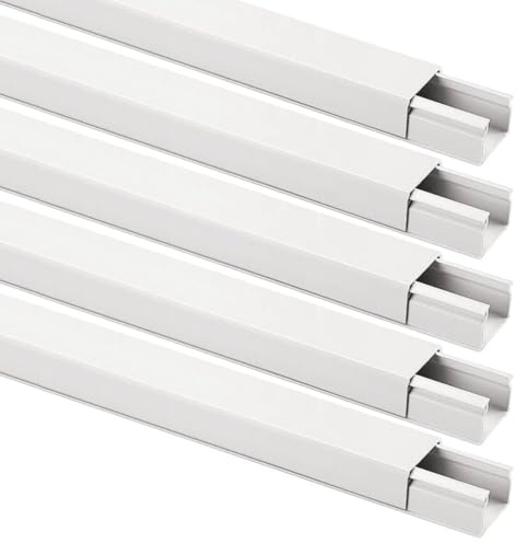10 metri Mini canalina 16x10mm, lunghezza 10 metri, 5 canaline da 2mt, autoadesiva, colore bianco, impianto elettrico a parete fuori muro, cavi elettrici, passacavi, PVC, coperchio avvolgente