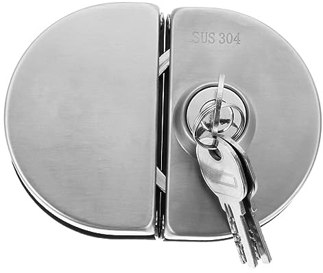 SEWACC Serrure à Double Battant Acier Inoxydable pour Porte Verre Verrou de Sécurité avec Clés Installation Facile Compatible avec Verre pour Maison et Bureau
